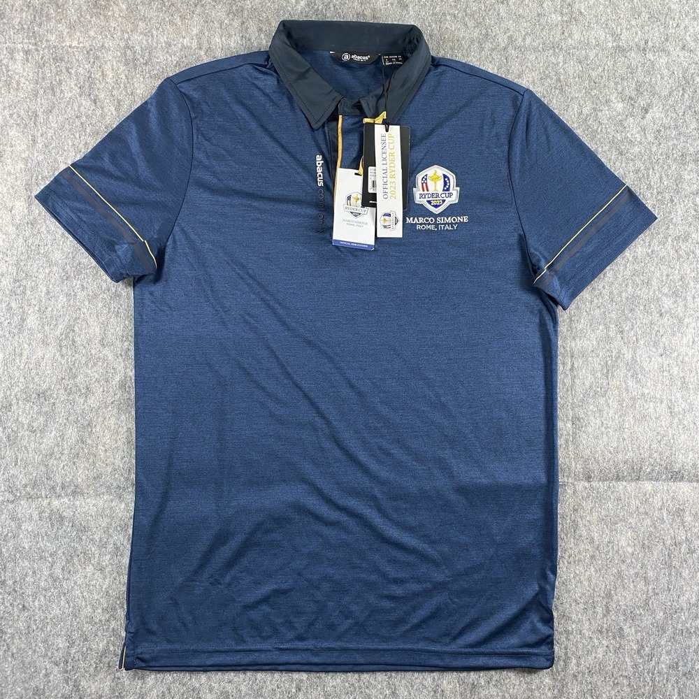 2023 Ryder Cup Golf Polo Shirt Men's XS Marco Simone Rome Italy Blue Abacus‎ NWT